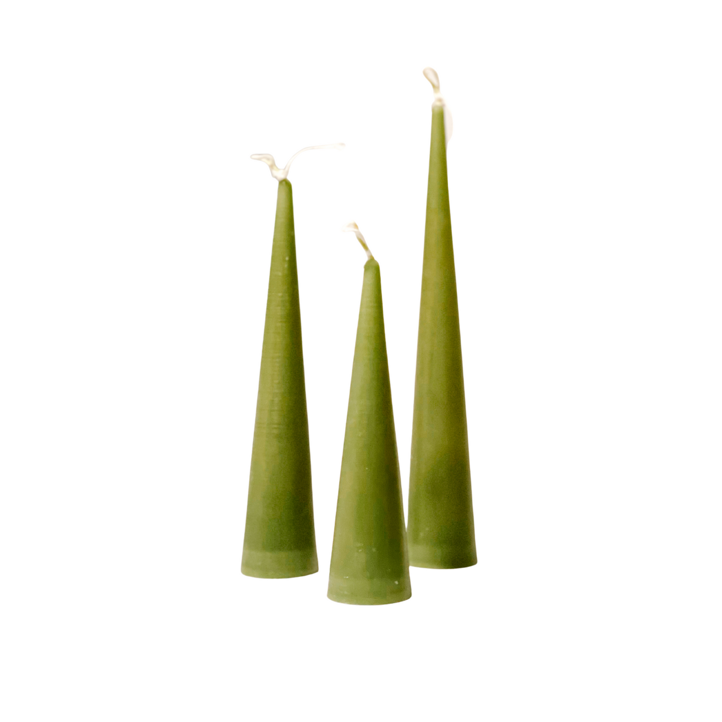 Cone Taper Beeswax Candle in Olive