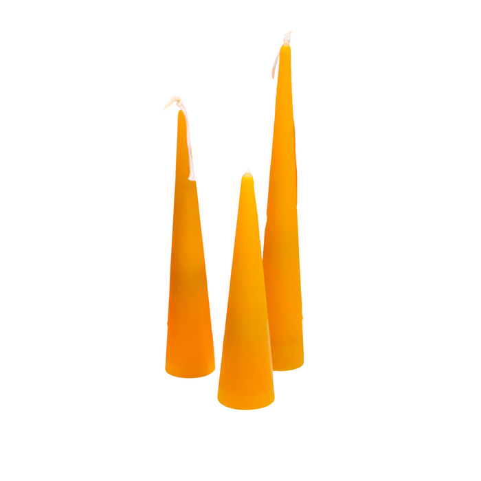 Cone Taper Beeswax Candle in Mustard
