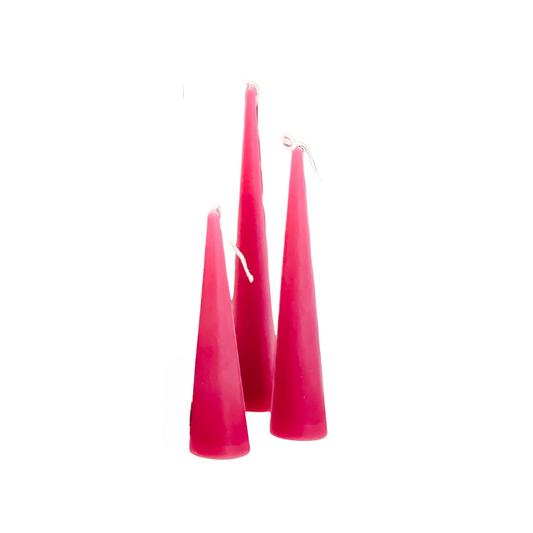 Cone Taper Beeswax Candle in Raspberry