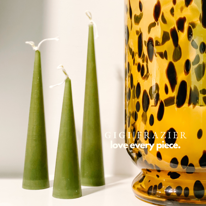 Cone Taper Beeswax Candle in Olive