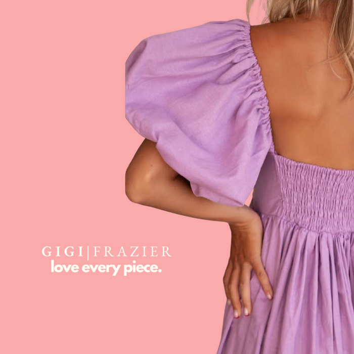 Lavender Cherie Puff Sleeve Midi Dress