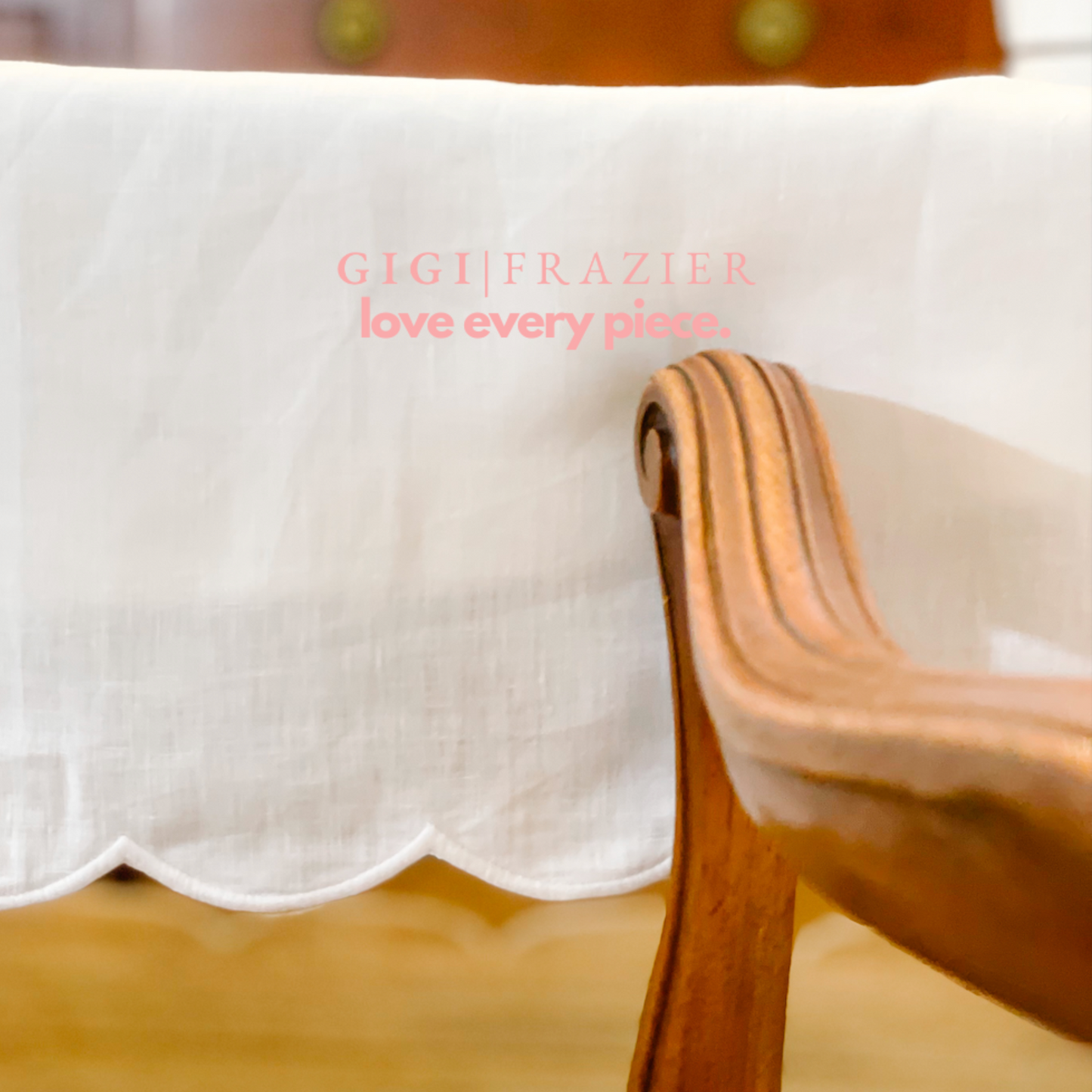 The White Scalloped Edge Linen Tablecloth