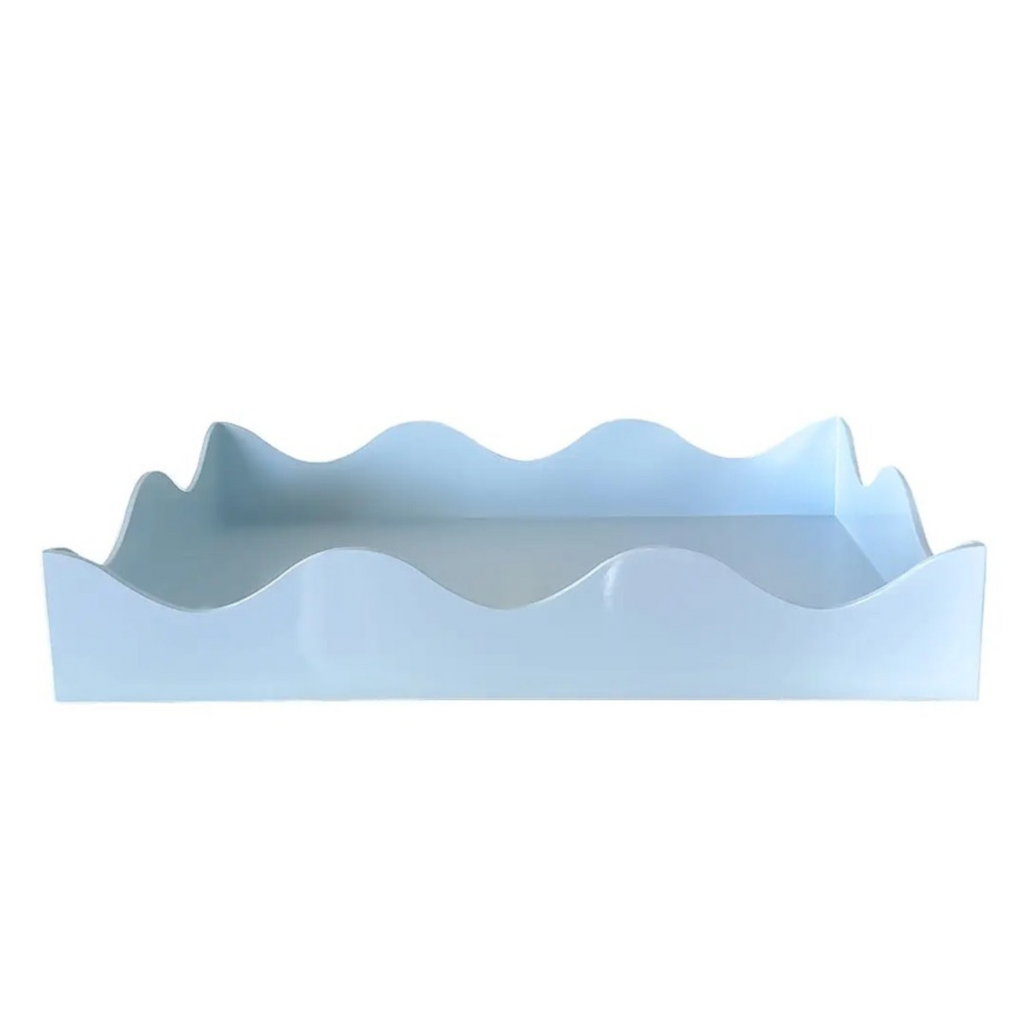 Sky Blue Scalloped Lacquered Tray