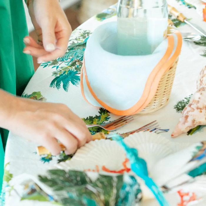 Blue Tangerine Linen Wave Napkin