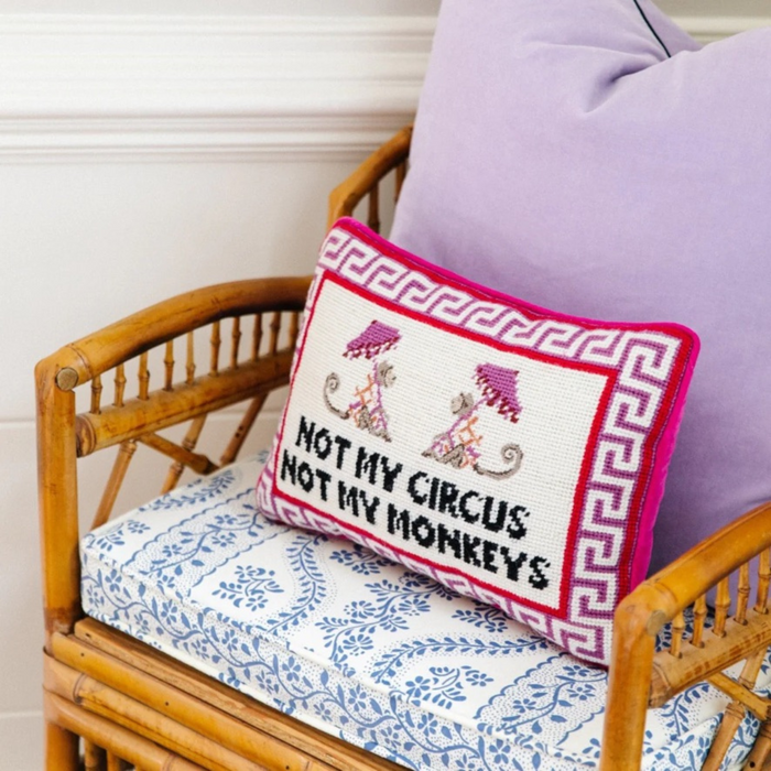 Not My Circus Needlepoint Pillow